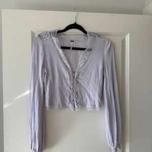 Free-people Women's Lilac Cottage Core Cardigan